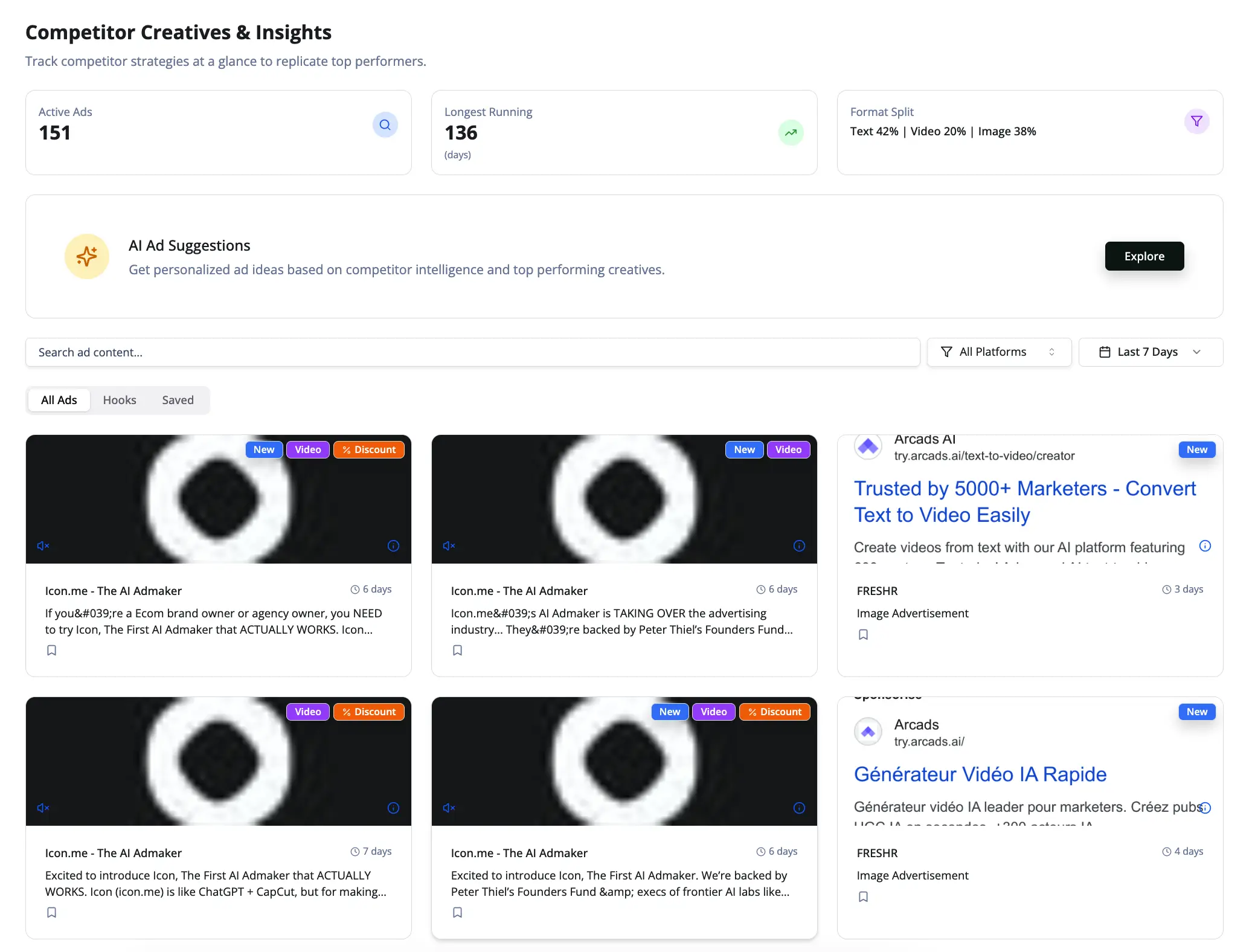 AdSpy Dashboard Screenshot